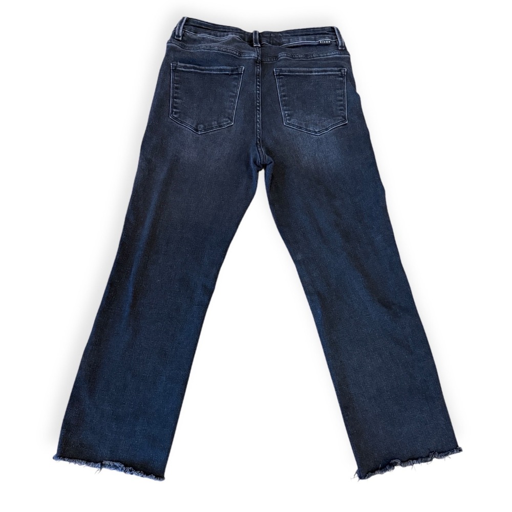 Risen Jeans 11/30 Dark‎ Wash Raw Hem High Rise Crop Straight leg Denim